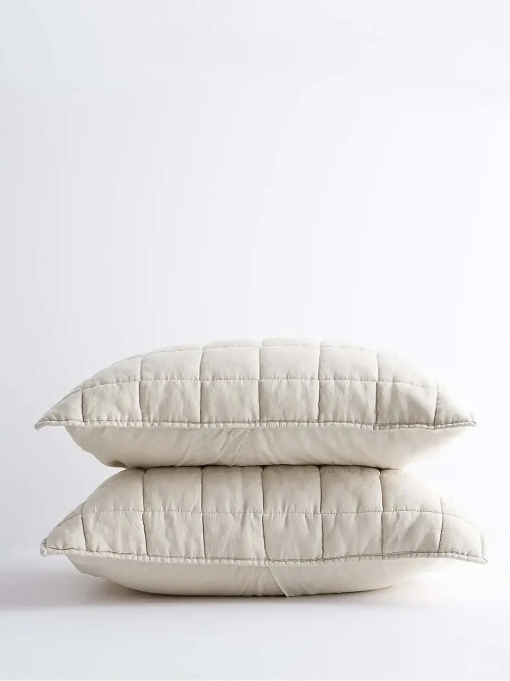 Quince European Linen Box Quilted Sham Set Standard Sand